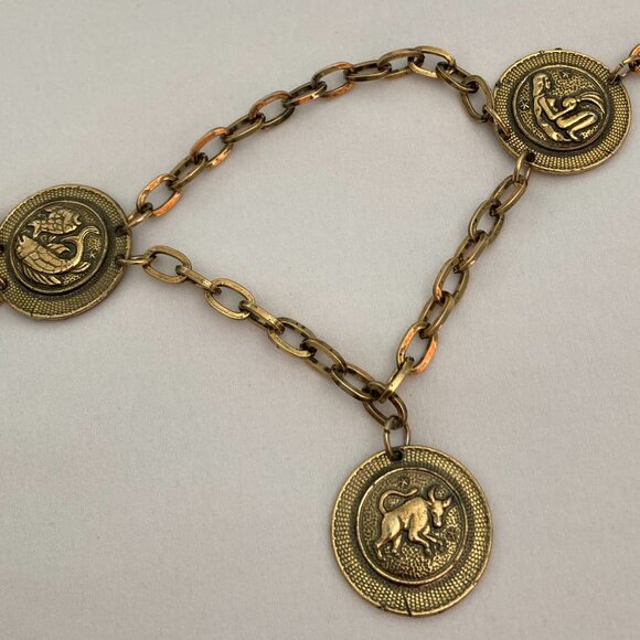 Vintage metal zodiac belt  - unique